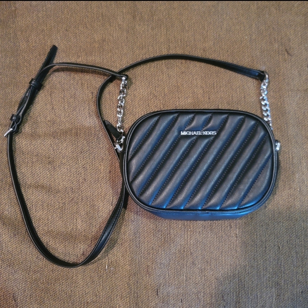 Michael Kors Black Rose Camera Crossbody